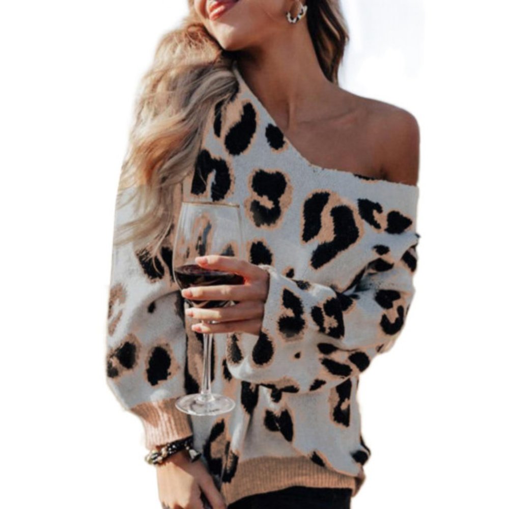 Chic Leopard Print VNeck Sweater